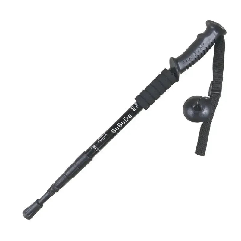 Adjustable High-Strength Alloy Trekking Pole - 110cm Wood Handle Hiking Accessory for Men and Women - Trekker Essentials