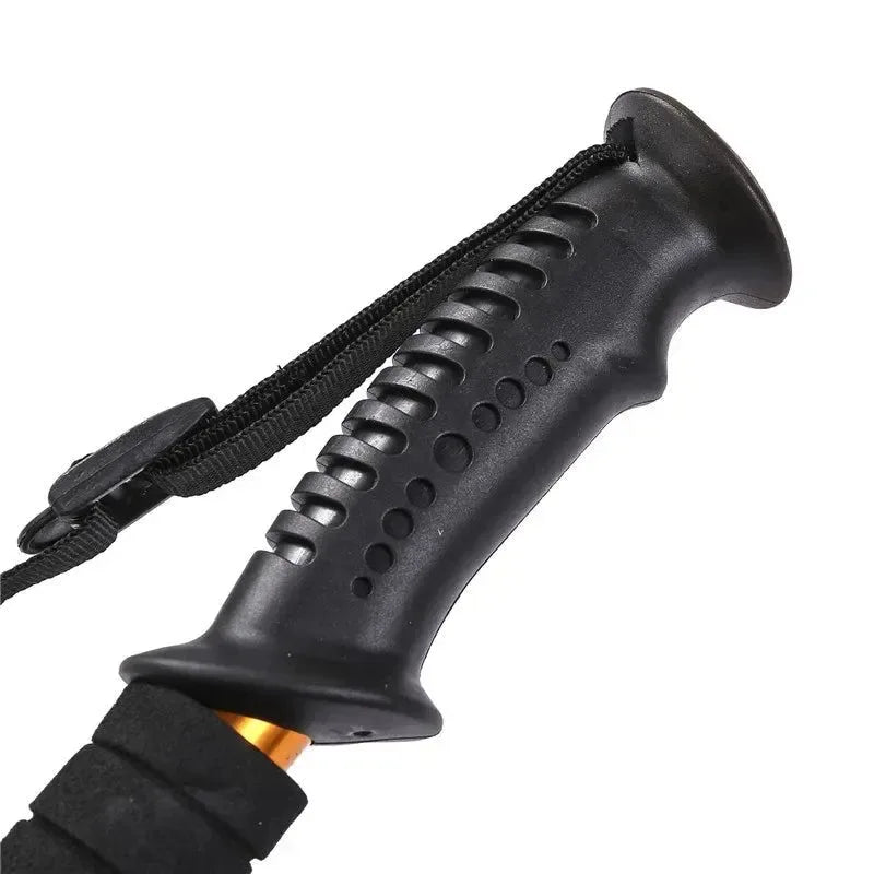 Adjustable High-Strength Alloy Trekking Pole - 110cm Wood Handle Hiking Accessory for Men and Women - Trekker Essentials