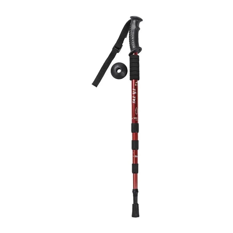 Adjustable High-Strength Alloy Trekking Pole - 110cm Wood Handle Hiking Accessory for Men and Women - Trekker Essentials