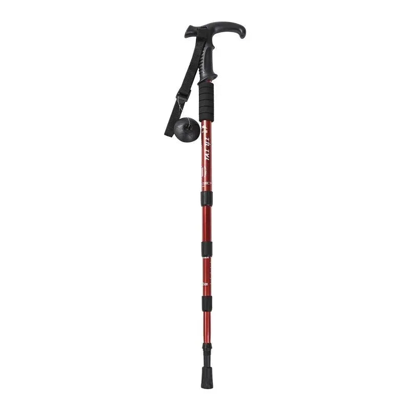 Adjustable High-Strength Alloy Trekking Pole - 110cm Wood Handle Hiking Accessory for Men and Women - Trekker Essentials