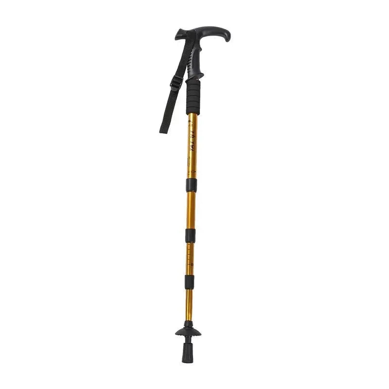 Adjustable High-Strength Alloy Trekking Pole - 110cm Wood Handle Hiking Accessory for Men and Women - Trekker Essentials