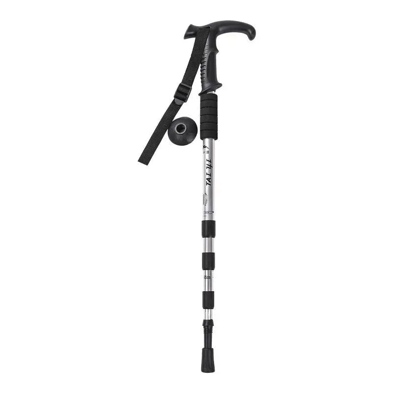 Adjustable High-Strength Alloy Trekking Pole - 110cm Wood Handle Hiking Accessory for Men and Women - Trekker Essentials