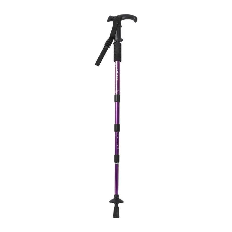 Adjustable High-Strength Alloy Trekking Pole - 110cm Wood Handle Hiking Accessory for Men and Women - Trekker Essentials
