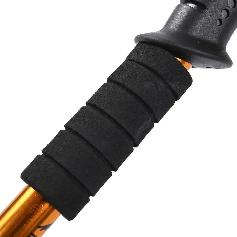Adjustable High-Strength Alloy Trekking Pole - 110cm Wood Handle Hiking Accessory for Men and Women - Trekker Essentials