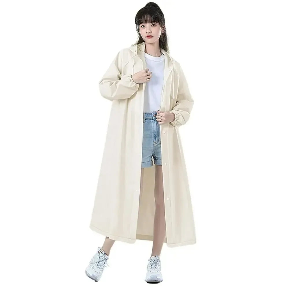 Adult Long EVA Raincoat - Waterproof Hooded Rain Poncho for Men and Women, Travel, Camping - Trekker Essentials