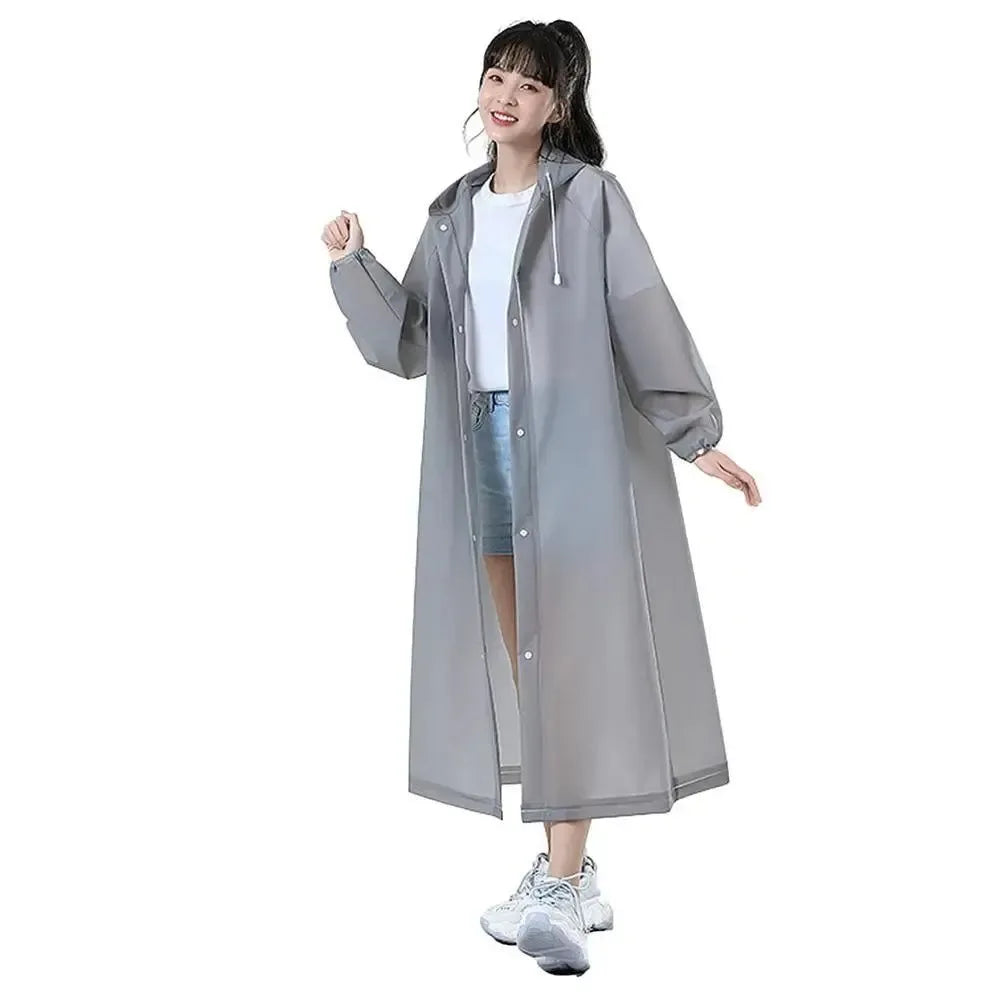 Adult Long EVA Raincoat - Waterproof Hooded Rain Poncho for Men and Women, Travel, Camping - Trekker Essentials