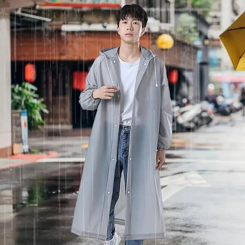 Adult Long EVA Raincoat - Waterproof Hooded Rain Poncho for Men and Women, Travel, Camping - Trekker Essentials