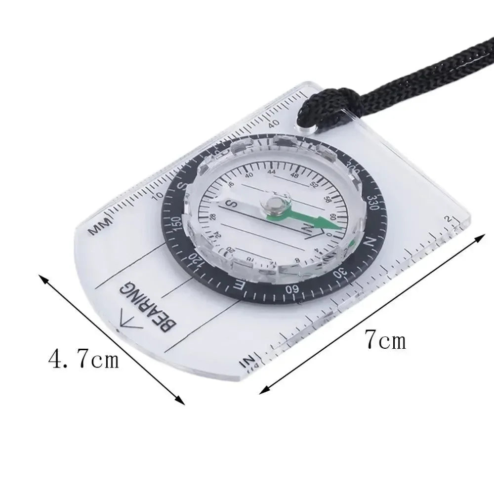 All-In-One Outdoor Hiking Camping Baseplate Compass Map Ruler - Mini Cute Stationery for School Supplies - Trekker Essentials