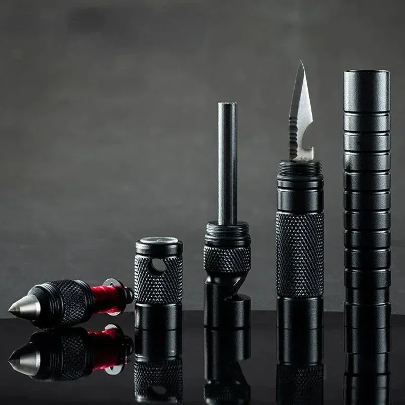 All-in-One Tactical Survival Multitool with Lighter, Fishing Tool, Glass Breaker, Whistle, and Blade - Trekker Essentials