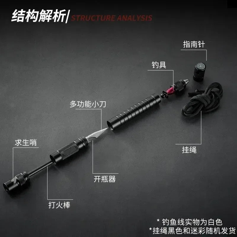 All-in-One Tactical Survival Multitool with Lighter, Fishing Tool, Glass Breaker, Whistle, and Blade - Trekker Essentials