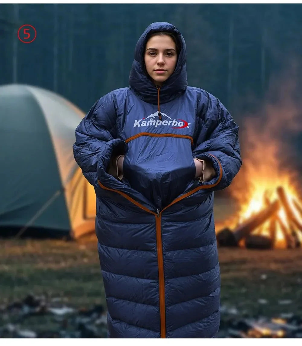 All-Season Wearable Sleeping Bag: 3-in-1 Poncho, Camping Blanket & Envelope Sleeping Bag for Adults - Trekker Essentials