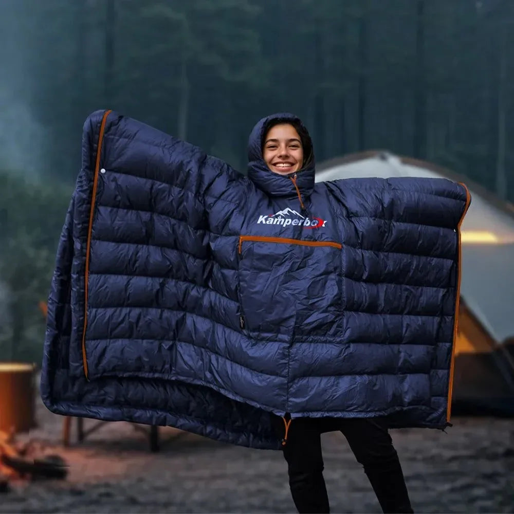 All-Season Wearable Sleeping Bag: 3-in-1 Poncho, Camping Blanket & Envelope Sleeping Bag for Adults - Trekker Essentials