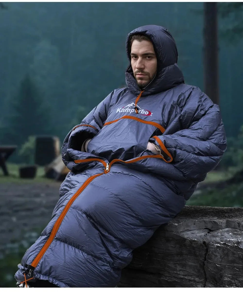 All-Season Wearable Sleeping Bag: 3-in-1 Poncho, Camping Blanket & Envelope Sleeping Bag for Adults - Trekker Essentials