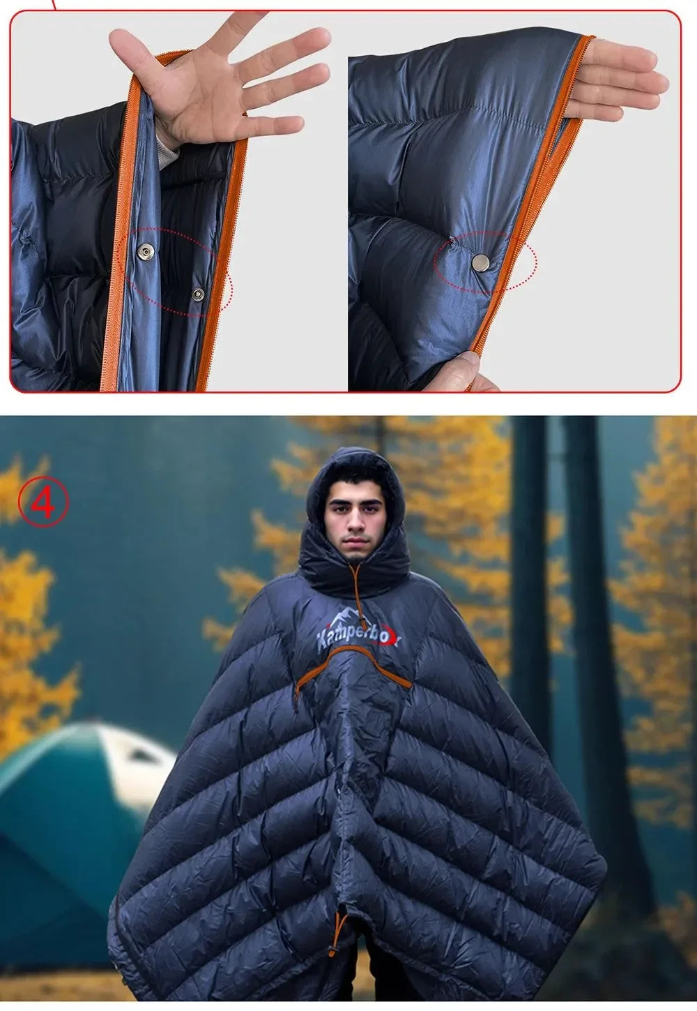 All-Season Wearable Sleeping Bag: 3-in-1 Poncho, Camping Blanket & Envelope Sleeping Bag for Adults - Trekker Essentials