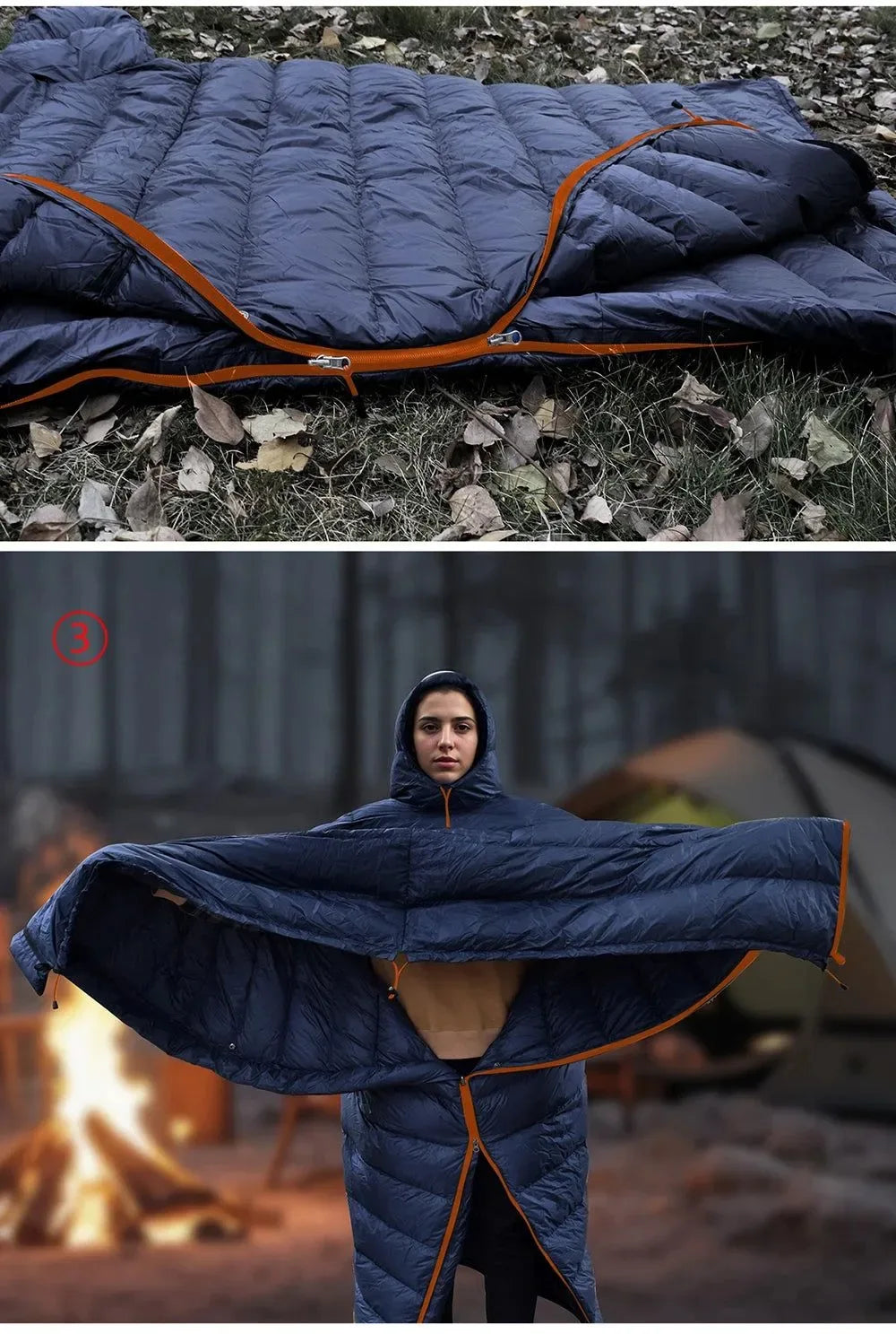 All-Season Wearable Sleeping Bag: 3-in-1 Poncho, Camping Blanket & Envelope Sleeping Bag for Adults - Trekker Essentials