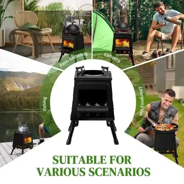 Alloy Wood Burning Camping Stove: Portable, Fuel-Efficient Outdoor Cook Stove with No Propane Needed - Trekker Essentials