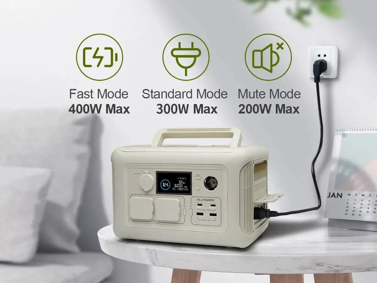 ALLPOWERS R600 Portable Power Station with Solar panel 100W , 600W 299Wh LiFePO4 Solar Generator UPS Battery Backup MPPT for RV - Trekker Essentials