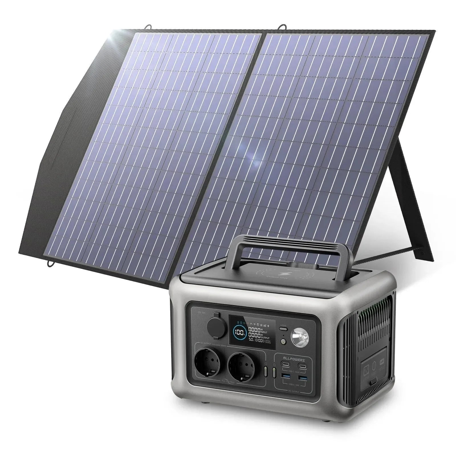 ALLPOWERS R600 Portable Power Station with Solar panel 100W , 600W 299Wh LiFePO4 Solar Generator UPS Battery Backup MPPT for RV - Trekker Essentials