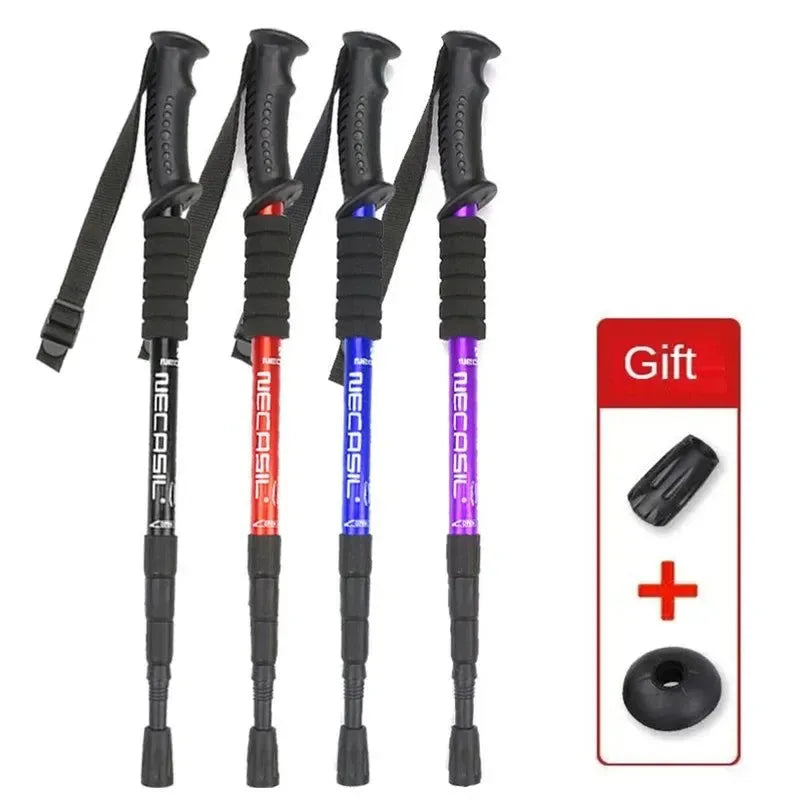 Aluminium Alloy Telescopic Hiking Poles - Ultralight Walking Cane with Shock Absorber for Trekking and Mountain Climbing - Trekker Essentials