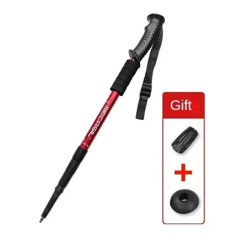 Aluminium Alloy Telescopic Hiking Poles - Ultralight Walking Cane with Shock Absorber for Trekking and Mountain Climbing - Trekker Essentials