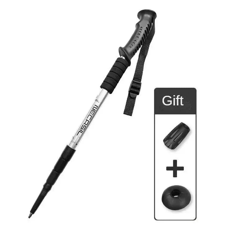 Aluminium Alloy Telescopic Hiking Poles - Ultralight Walking Cane with Shock Absorber for Trekking and Mountain Climbing - Trekker Essentials