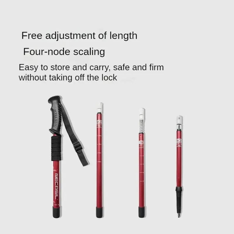 Aluminium Alloy Telescopic Hiking Poles - Ultralight Walking Cane with Shock Absorber for Trekking and Mountain Climbing - Trekker Essentials