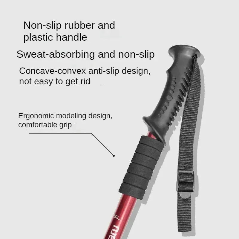 Aluminium Alloy Telescopic Hiking Poles - Ultralight Walking Cane with Shock Absorber for Trekking and Mountain Climbing - Trekker Essentials