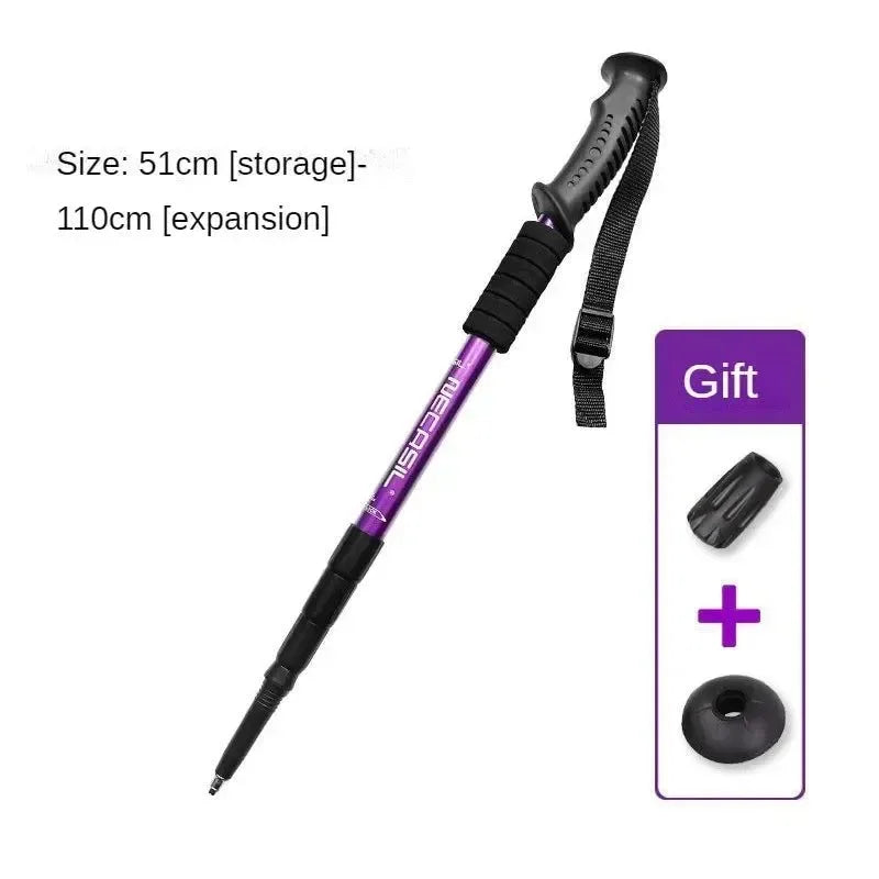 Aluminium Alloy Telescopic Hiking Poles - Ultralight Walking Cane with Shock Absorber for Trekking and Mountain Climbing - Trekker Essentials