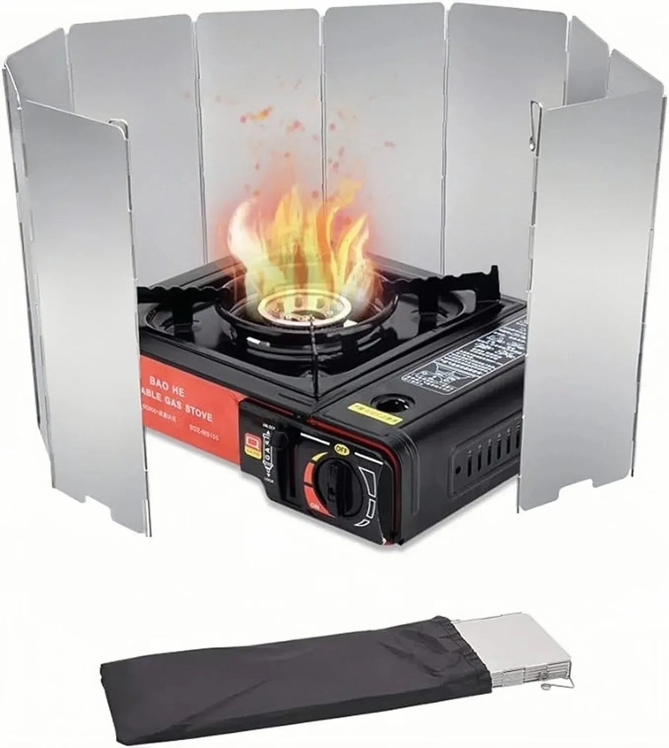 Aluminum Alloy Camping Stove Windscreen – Adjustable Windproof Shield with Storage Bag - Trekker Essentials