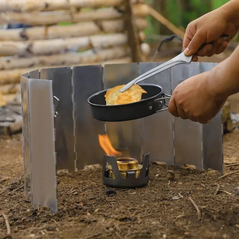 Aluminum Alloy Camping Stove Windscreen – Adjustable Windproof Shield with Storage Bag - Trekker Essentials