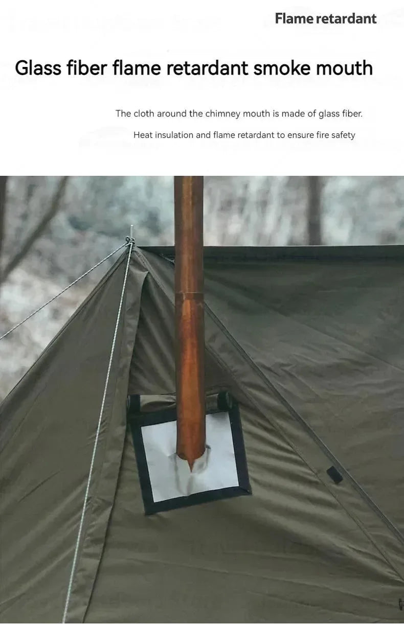 Army Green Single-Person Cotton Ridge Tent – Outdoor Camping, Hiking, Survival Shelter with Large Space & Chimney Ventilation (5.8kg) - Trekker Essentials