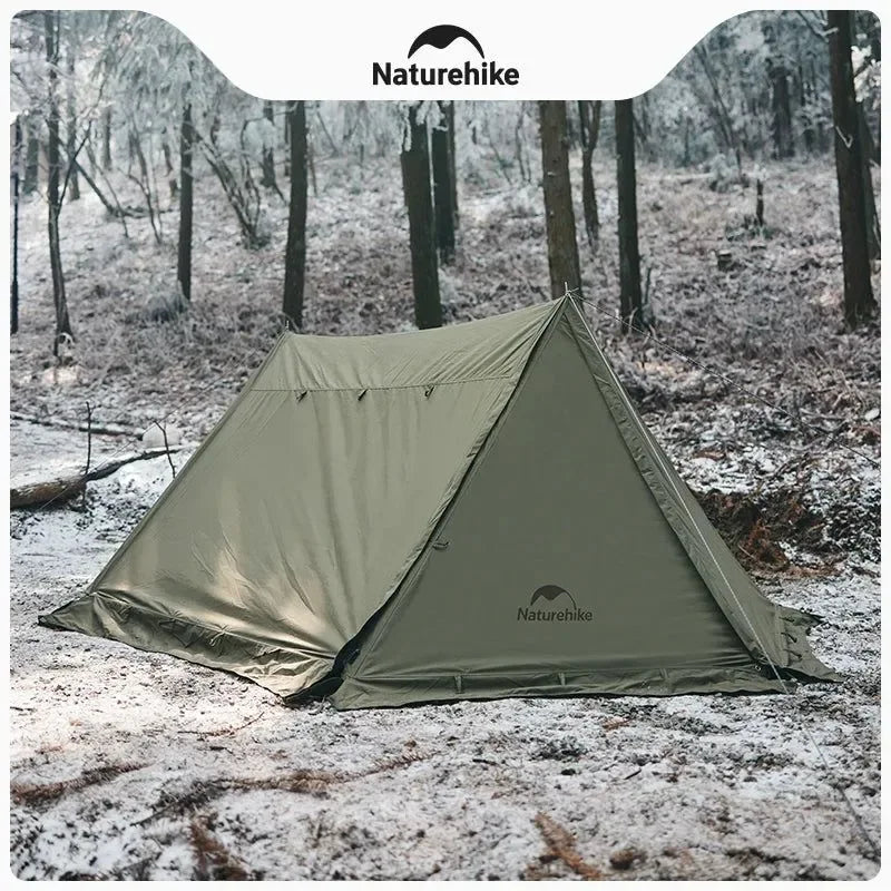 Army Green Single-Person Cotton Ridge Tent – Outdoor Camping, Hiking, Survival Shelter with Large Space & Chimney Ventilation (5.8kg) - Trekker Essentials