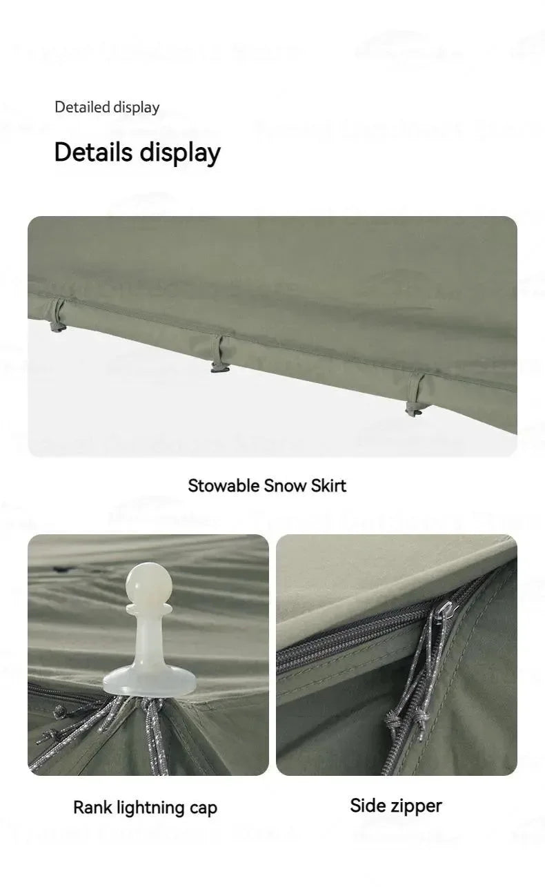 Army Green Single-Person Cotton Ridge Tent – Outdoor Camping, Hiking, Survival Shelter with Large Space & Chimney Ventilation (5.8kg) - Trekker Essentials