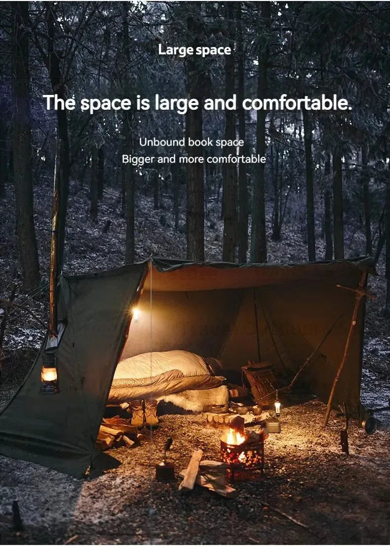 Army Green Single-Person Cotton Ridge Tent – Outdoor Camping, Hiking, Survival Shelter with Large Space & Chimney Ventilation (5.8kg) - Trekker Essentials
