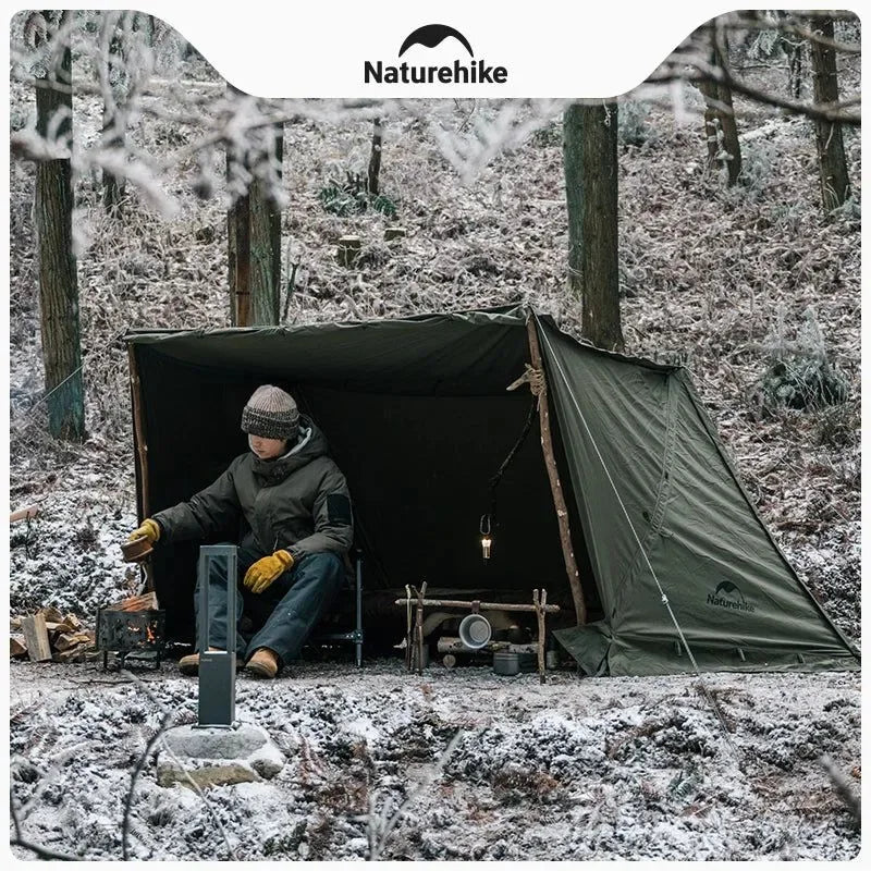Army Green Single-Person Cotton Ridge Tent – Outdoor Camping, Hiking, Survival Shelter with Large Space & Chimney Ventilation (5.8kg) - Trekker Essentials