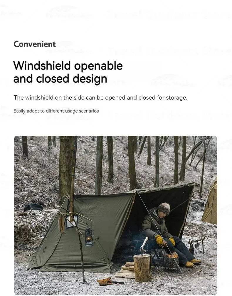 Army Green Single-Person Cotton Ridge Tent – Outdoor Camping, Hiking, Survival Shelter with Large Space & Chimney Ventilation (5.8kg) - Trekker Essentials