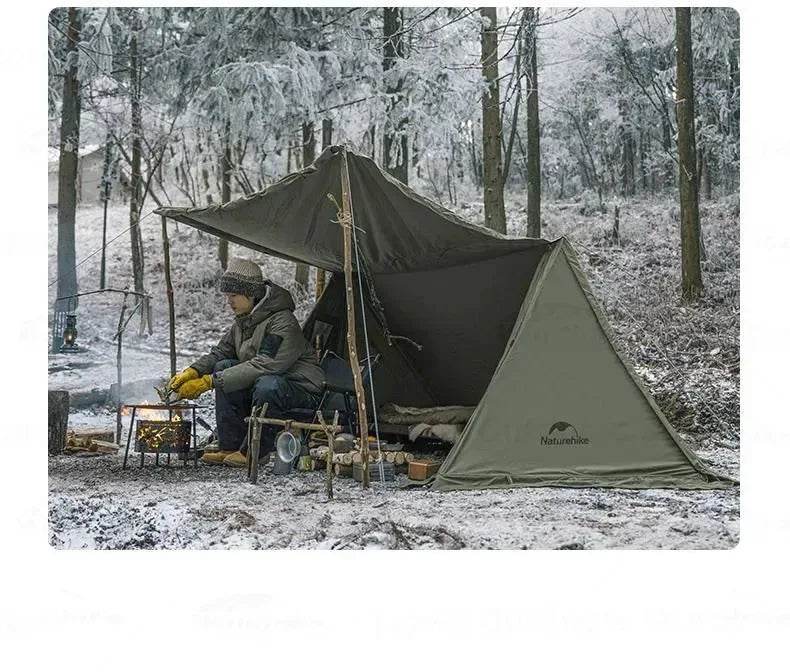 Army Green Single-Person Cotton Ridge Tent – Outdoor Camping, Hiking, Survival Shelter with Large Space & Chimney Ventilation (5.8kg) - Trekker Essentials