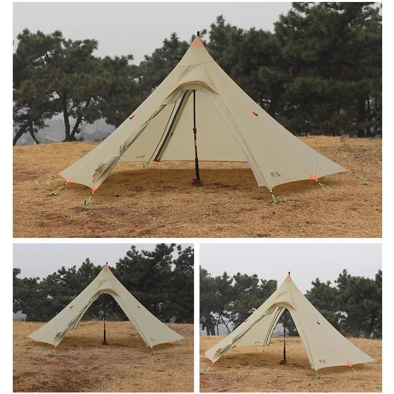 ASTA Gear Xinxue Pyramid Hexagon Camping Tent - Double Layer, Large-Space, Silicon Coating, Windproof, 1-2 Person Tent (No Poles) - Trekker Essentials
