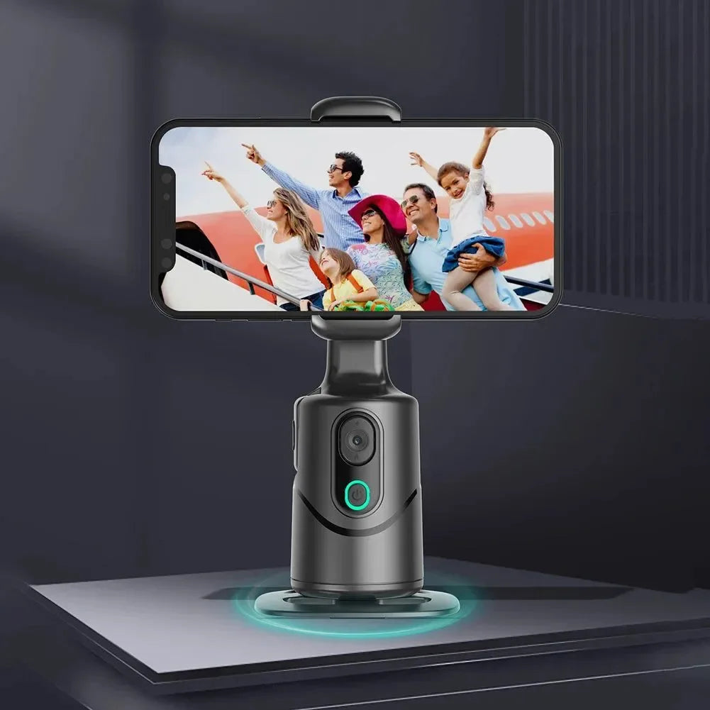 Auto Tracking Phone Tripod - 360° Smart Face Tracking Holder with Fill Light for TikTok/Youtube (Bluetooth, Gesture Control, Type-C) - Trekker Essentials