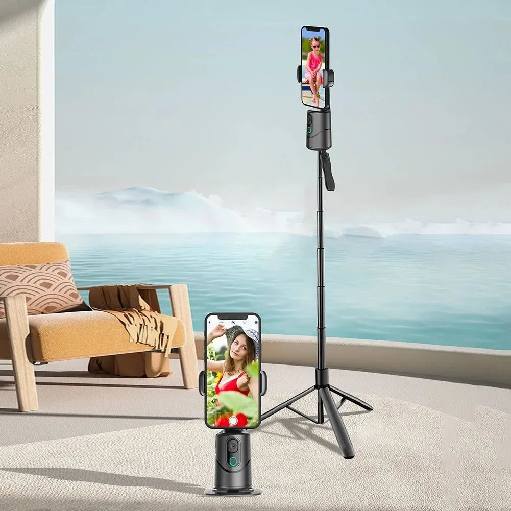 Auto Tracking Phone Tripod - 360° Smart Face Tracking Holder with Fill Light for TikTok/Youtube (Bluetooth, Gesture Control, Type-C) - Trekker Essentials