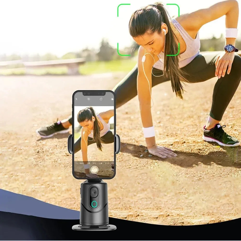 Auto Tracking Phone Tripod - 360° Smart Face Tracking Holder with Fill Light for TikTok/Youtube (Bluetooth, Gesture Control, Type-C) - Trekker Essentials