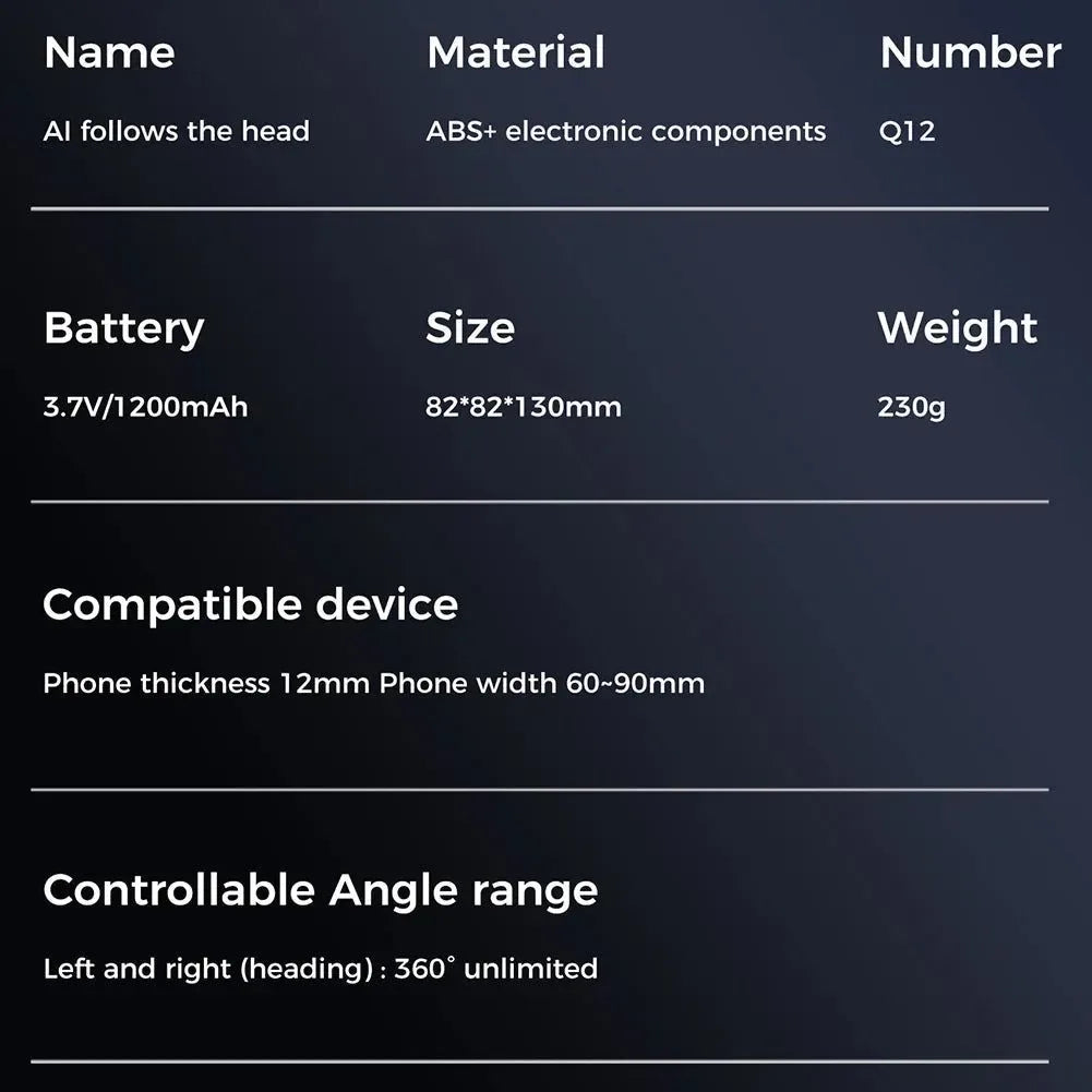 Auto Tracking Phone Tripod - 360° Smart Face Tracking Holder with Fill Light for TikTok/Youtube (Bluetooth, Gesture Control, Type-C) - Trekker Essentials