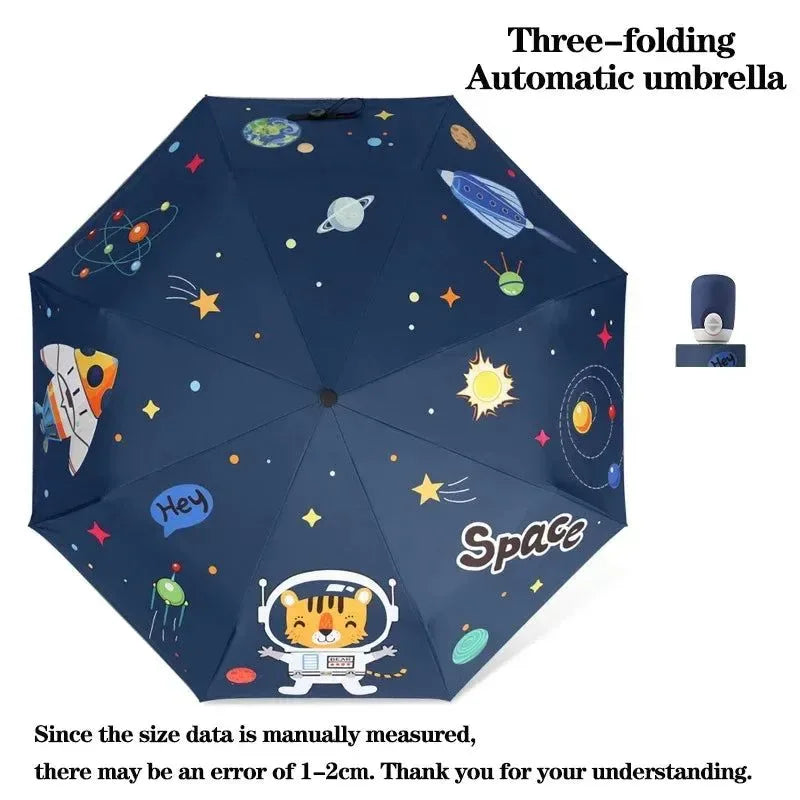 Automatic Dinosaur, Astronaut, Unicorn Umbrella – Windproof and Reflective for Kids - Trekker Essentials