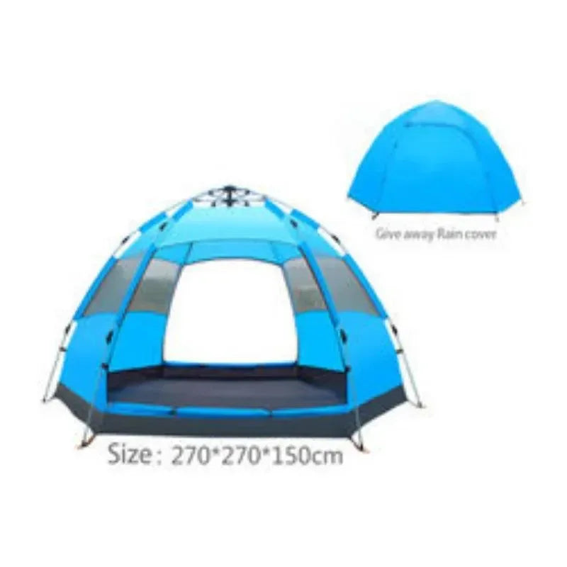 Automatic Hexagonal Camping Tent for 4 People - Ultralight, Waterproof, Quick Setup, Ideal for Family and Outdoor Sports Events - Trekker Essentials