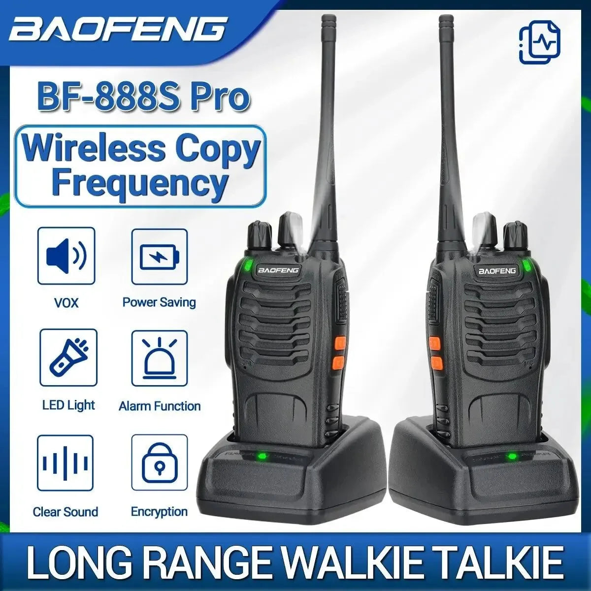 Baofeng BF-888S Pro Walkie Talkie - Long Range Portable UHF 400-470MHz Two-Way Radio for Camping and Hotels - Trekker Essentials