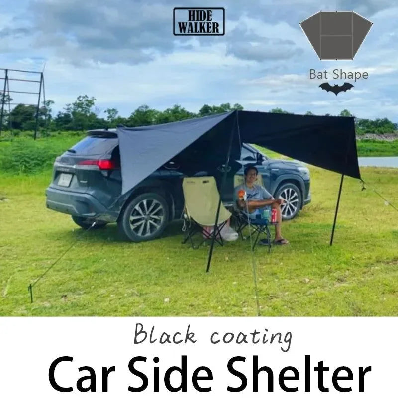 Bat-Shaped Car Side Awning – Waterproof 2x3m UV-Blocking Shelter for SUV/Van - Trekker Essentials