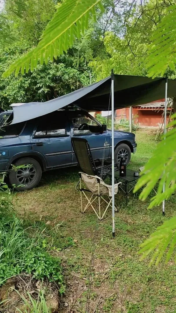 Bat-Shaped Car Side Awning – Waterproof 2x3m UV-Blocking Shelter for SUV/Van - Trekker Essentials