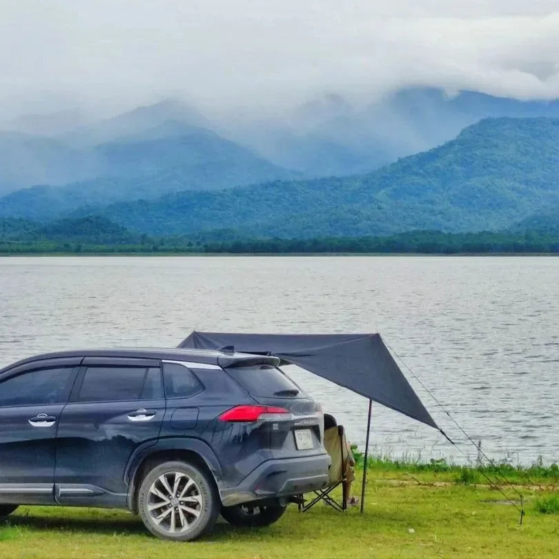 Bat-Shaped Car Side Awning – Waterproof 2x3m UV-Blocking Shelter for SUV/Van - Trekker Essentials