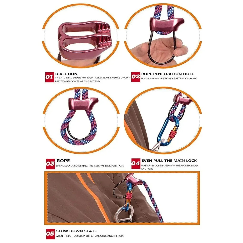 Belay and Rappel Device - Versatile Descender Gear for Caving, Aerial Work, and Hauling - Trekker Essentials