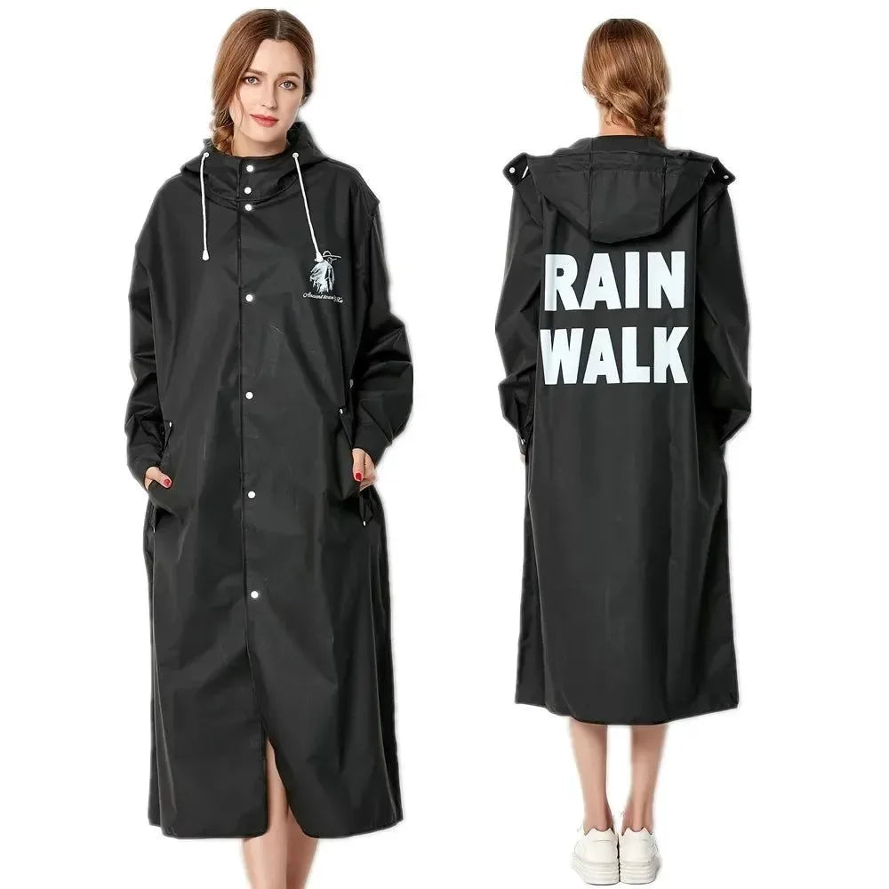 Big Size Men & Women Thin Black Raincoat - Slim Waterproof Adult Poncho - Trekker Essentials